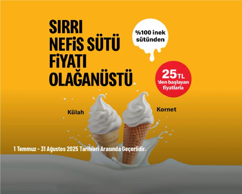 McDonald's Dondurma Kampanyası - Külah ve Kornet 25 TL'den Başlayan Fiyatlarla
