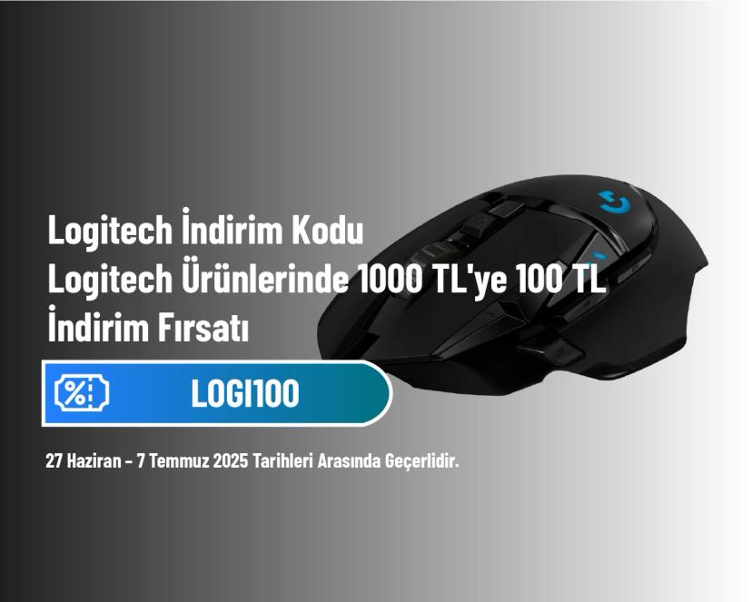 Logitech İndirim Kodu - Logitech Ürünlerinde 1000 TL'ye 100 TL İndirim Fırsatı