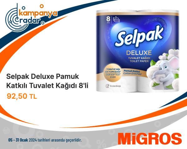 Migros Selpak Deluxe Pamuk Katkılı Tuvalet Kağıdı 8'li