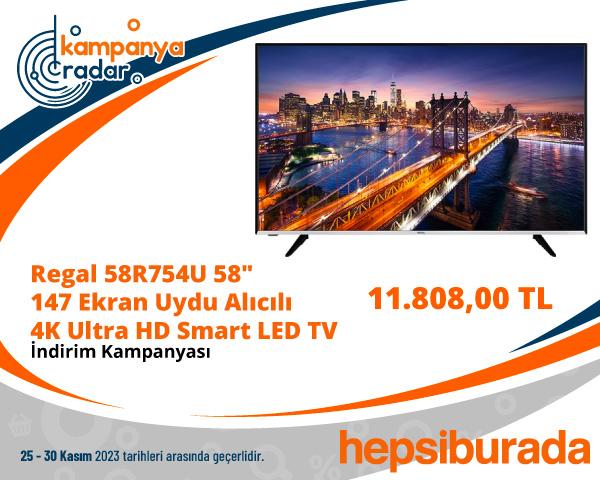 Hepsiburada Regal 58R754U 58" 147 Ekran Uydu Alıcılı 4K Ultra HD Smart LED TV İndirimi