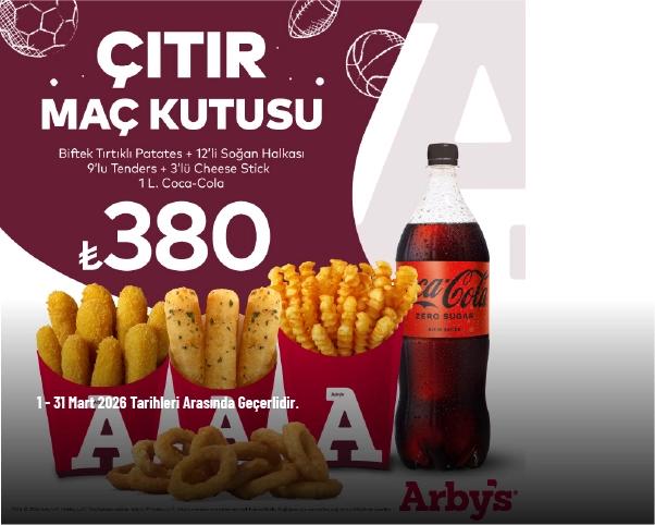 Arby's Kampanyası - Çıtır Maç Kutusu 380 TL'den Başlayan Fiyatlarla