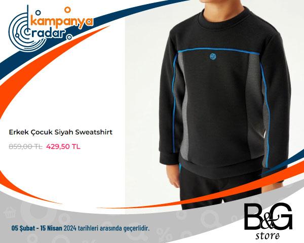 BG Store Erkek Çocuk Siyah Sweatshirt