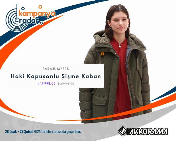 Vakkorama Haki Kapuşonlu Şişme Kaban İndirimi