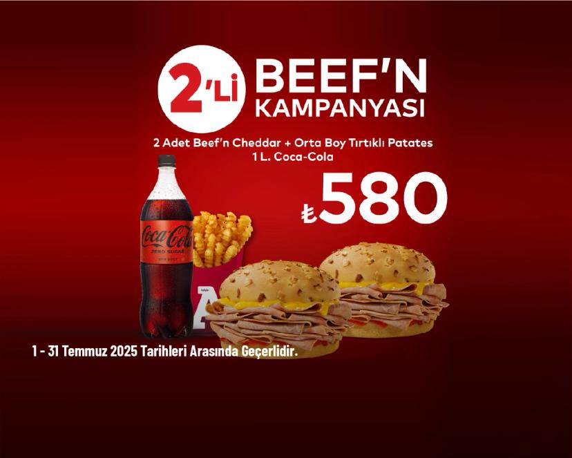 Arby's Kampanyası - 2’li Beef’n Menü 580 TL'den Başlayan Fiyatlarla