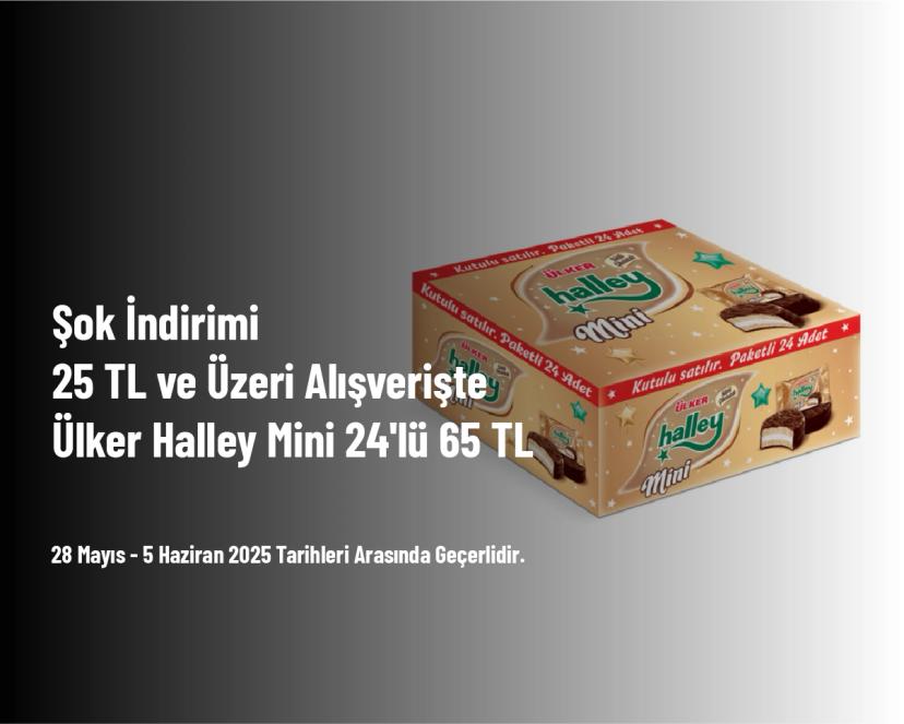 Şok İndirimi - 25 TL ve Üzeri Alışverişte Ülker Halley Mini 24'lü 65 TL