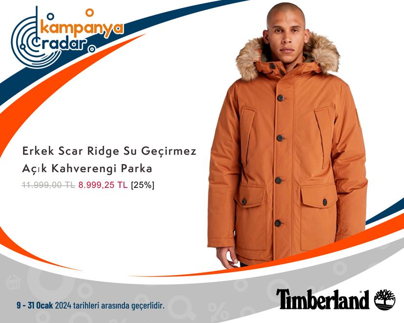 Timberland Erkek Scar Ridge Su Geçirmez Açık Kahverengi Parka İndirimi