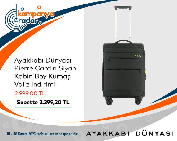 Ayakkabi DÜnyasi Pierre Cardin Siyah Kabin Boy Kumaş Valiz İndirimi