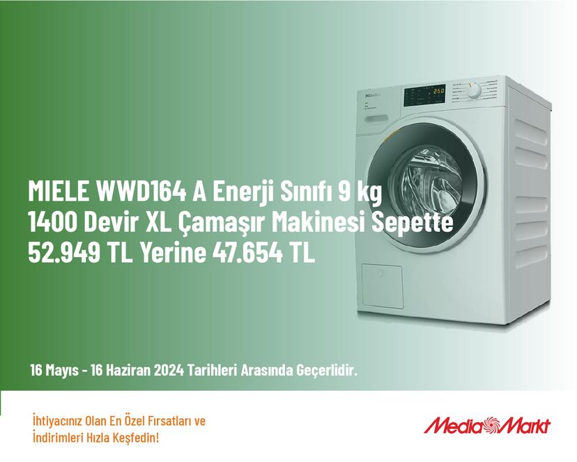 MIELE WWD164 A Enerji Sınıfı 9 kg 1400 Devir XL Çamaşır Makinesi Sepette 52.949 TL Yerine 47.654 TL