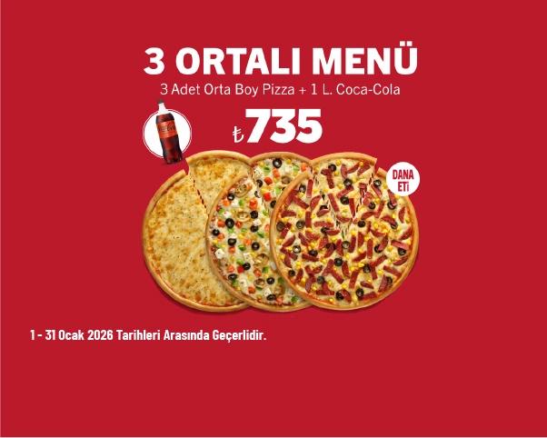 Sbarro Kampanyası - 3 Orta’lı Menü 735 TL'den Başlayan Fiyatlarla