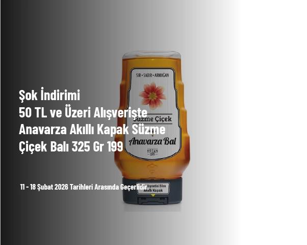 Şok İndirimi - 50 TL ve Üzeri Alışverişte Anavarza Akıllı Kapak Süzme Çiçek Balı 325 Gr 199 TL