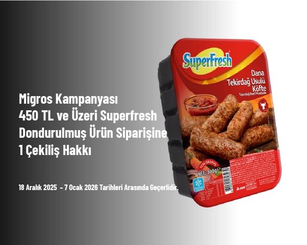 Migros Kampanyası - 450 TL ve Üzeri Superfresh Dondurulmuş Ürün Siparişine 1 Çekiliş Hakkı