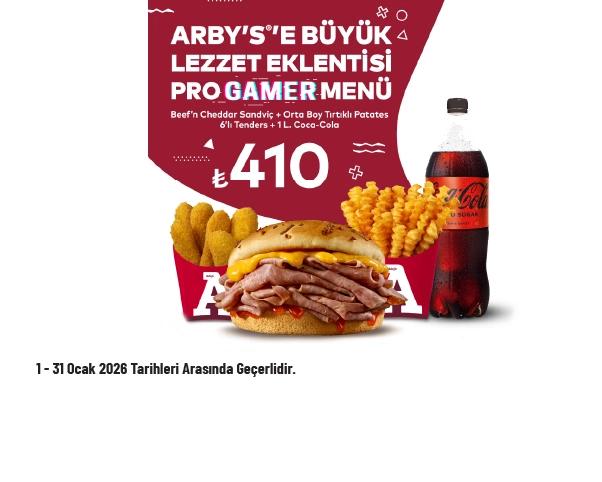 Arby's Kampanyası - Arby’s‘den Pro Gamer Menü 410 TL'den Başlayan Fiyatlarla