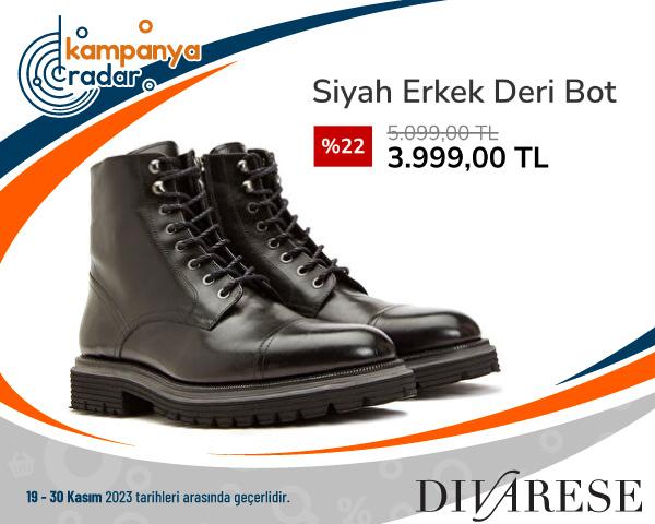 Divarese Siyah Erkek Deri Bot İndirimi