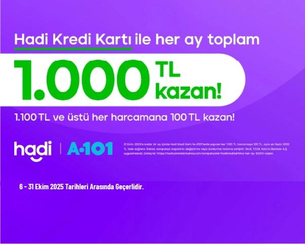 A101 Kampanyası - Hadi Kredi Kartıyla Her Ay 1.000 TL Kazanma Şansı