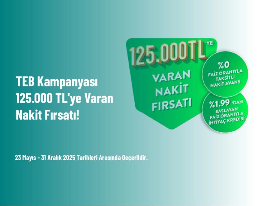 TEB Kampanyası - 125.000 TL'ye Varan Nakit Fırsatı!