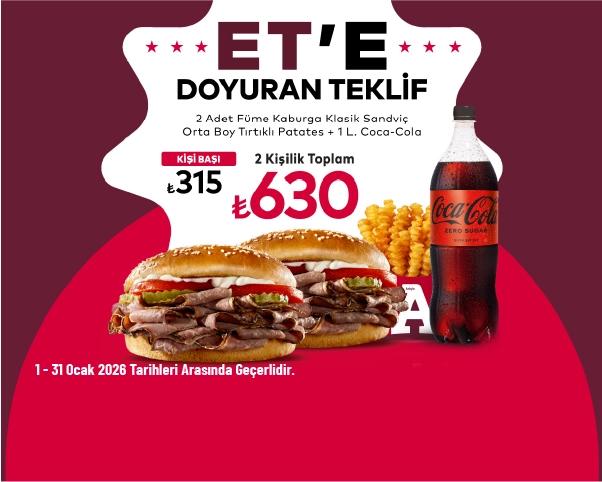 Arby's Kampanyası - Arby’s’den Et’e Doyuran Teklif Menü 630 TL'den Başlayan Fiyatlarla