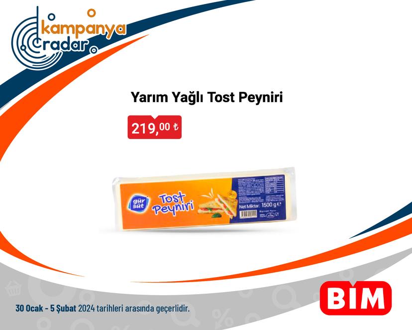 Bim Aktüel Yarım Yağlı Tost Peyniri