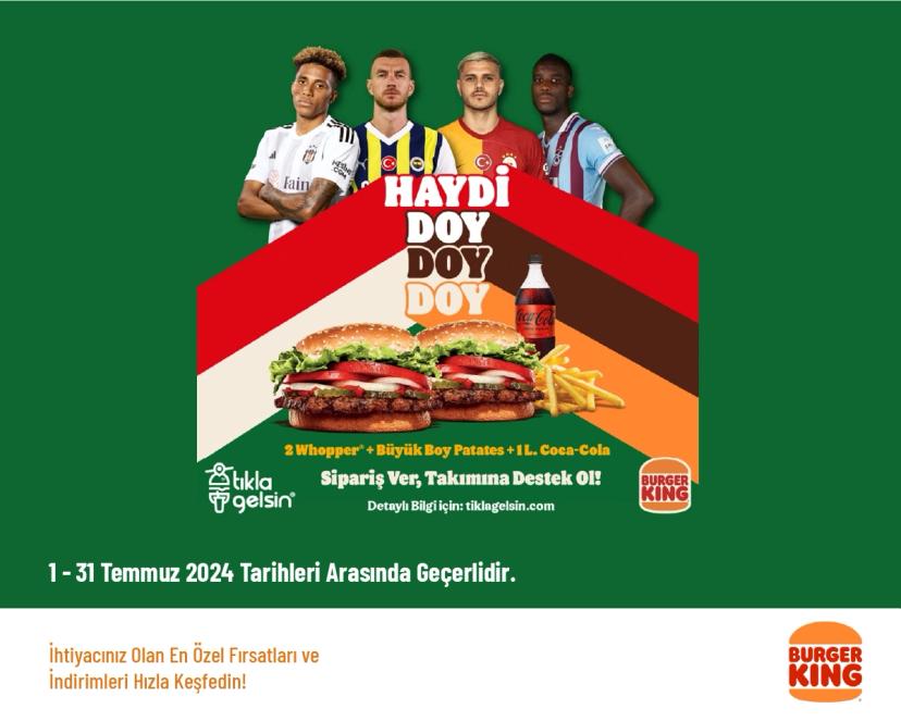 Burger King İndirimi - Taraftar Menüleri 400 TL'den Başlayan Fiyatlarla