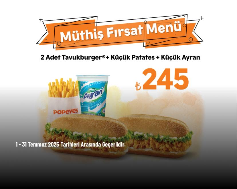 Popeyes Kampanyası - Müthiş Fırsat Menü Sadece 245 TL