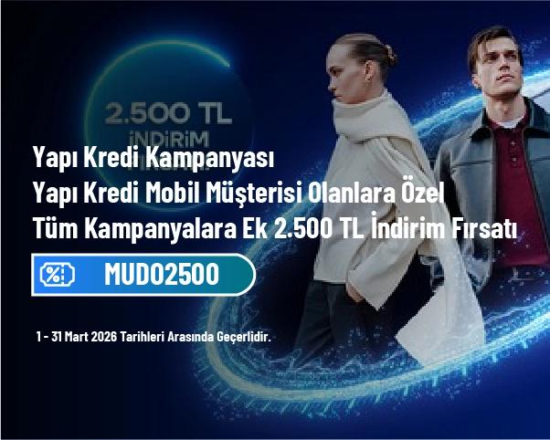 Yapı Kredi Kampanyası - Yapı Kredi Mobil Müşterisi Olanlara Özel Tüm Kampanyalara Ek 2.500 TL İndirim Fırsatı