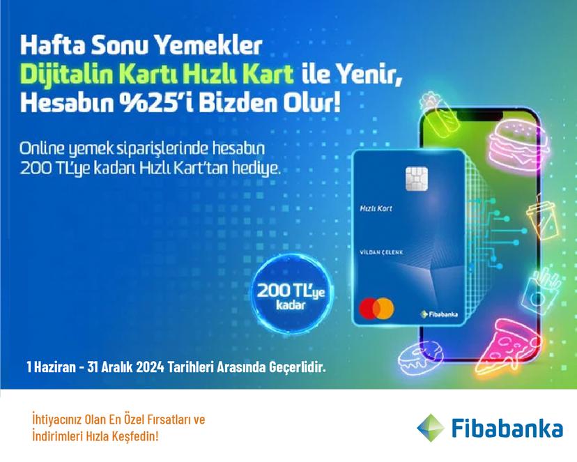 Yemek Siparişinizin 200 TL'si Fiba'dan