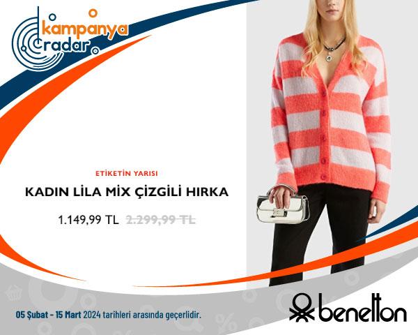 KADIN LİLA MİX ÇİZGİLİ HIRKA