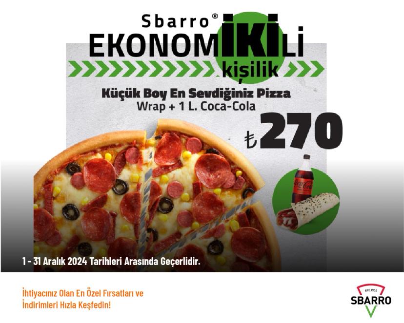 Sbarro Kampanyası - 2 Kişilik Ekonomİkili Pizza Menü 270 TL'den Başlayan Fiyatlarla