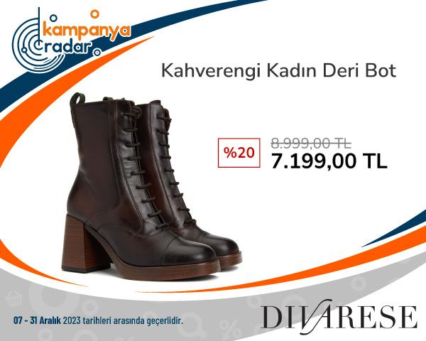Divarese Kahverengi Kadın Deri Bot İndirimi