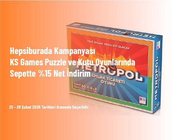 Hepsiburada Kampanyası - KS Games Puzzle ve Kutu Oyunlarında Sepette %15 Net İndirim