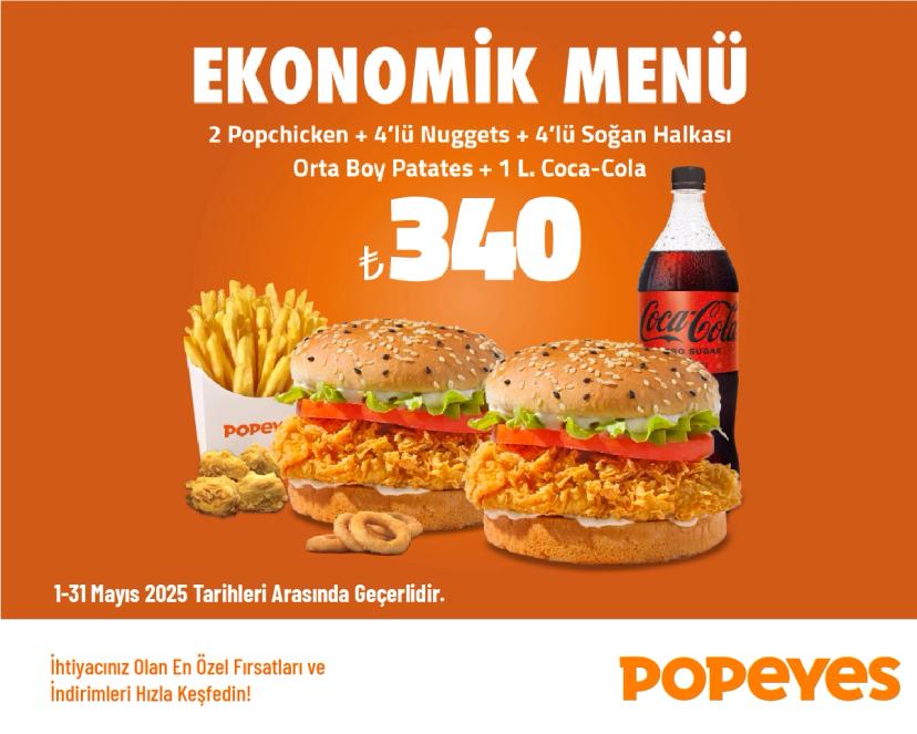 Popeyes Kampanyası - 2 Kişilik Ekonomik Menü Fırsatı