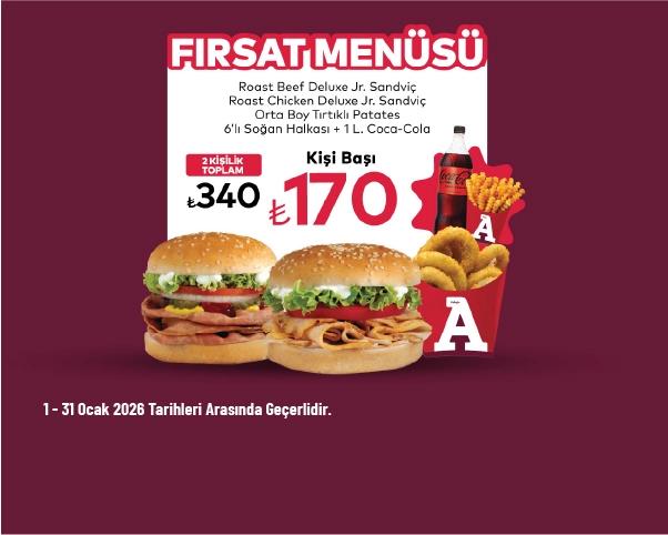 Arby's Kampanyası - Çıtır Maç Kutusu 340 TL'den Başlayan Fiyatlarla