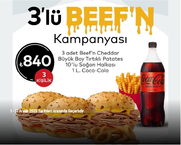 Arby’s Kampanyası - Arby’s’den 3'lü Beef'n Sadece 840 TL'den Başlayan Fiyatlarla!