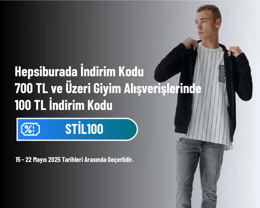Hepsiburada İndirim Kodu - 700 TL ve Üzeri Giyim Alışverişlerinde 100 TL İndirim Kodu