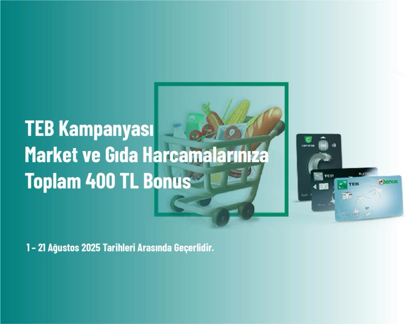 TEB Kampanyası - Market ve Gıda Harcamalarınıza Toplam 400 TL Bonus