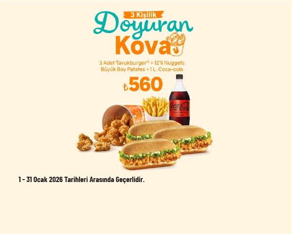 Popeyes Kampanyası - 3 Kişilik Doyuran Kova Menü 560 TL'den Başlayan Fiyatlarla