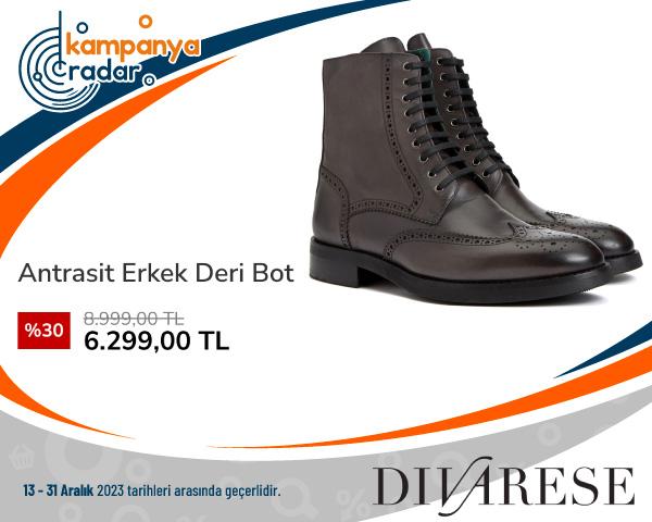 Divarese Antrasit Erkek Deri Bot İndirimi
