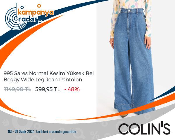 Colins Sares Normal Kesim Yüksek Bel Beggy Wide Leg Jean Pantolon İndirimi