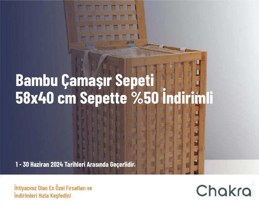 Chakra İndirim - Bambu Çamaşır Sepeti 58x40 cm Sepette %50 İndirimli