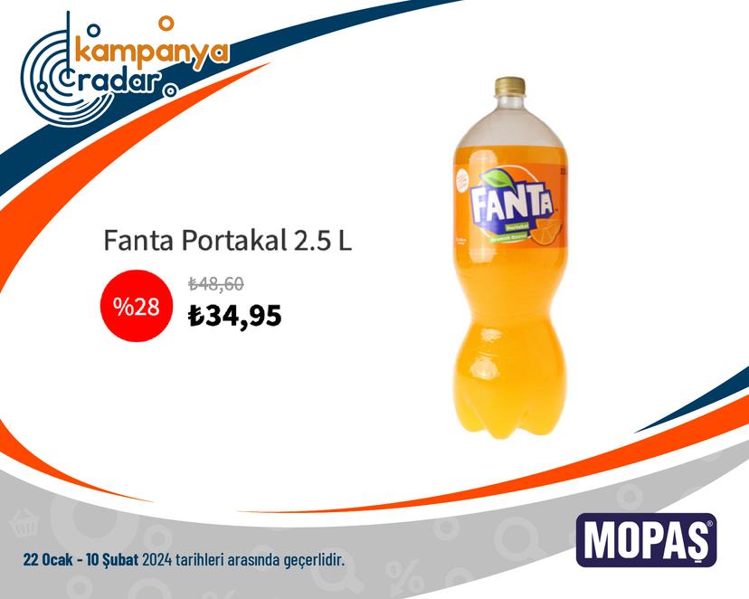 Mopaş Fanta Portakal 2.5 L İndirimi