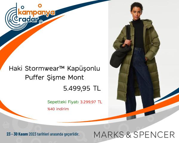 Haki Stormwear Kapüşonlu Puffer Şişme Mont Black Friday İndirimleri