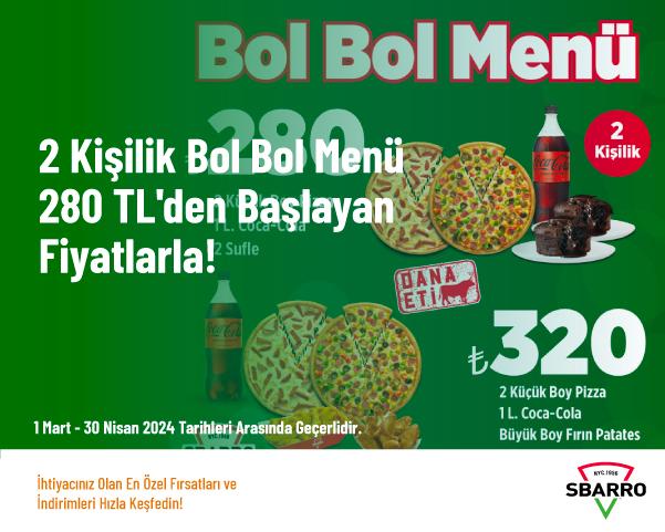 2 Kişilik Bol Bol Menü 280 TL'den Başlayan Fiyatlarla