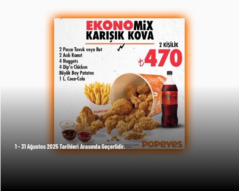 Popeyes Kampanyası - 2 Kişilik Ekonomik Menü 470 TL'den Başlayan Fiyatlarla