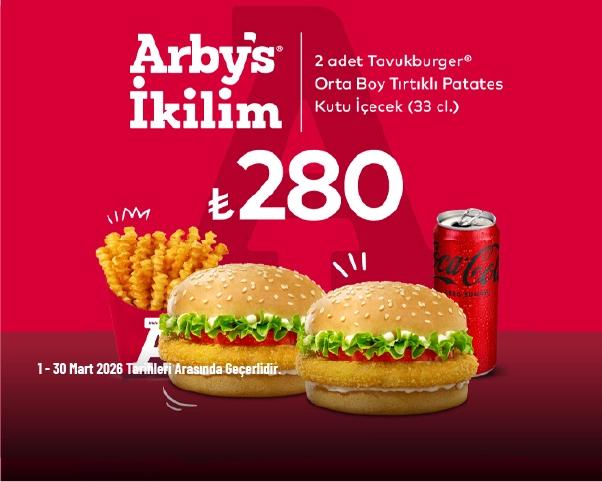 Arby's Kampanyası - Arby's İkilim Menü Sadece 280 TL