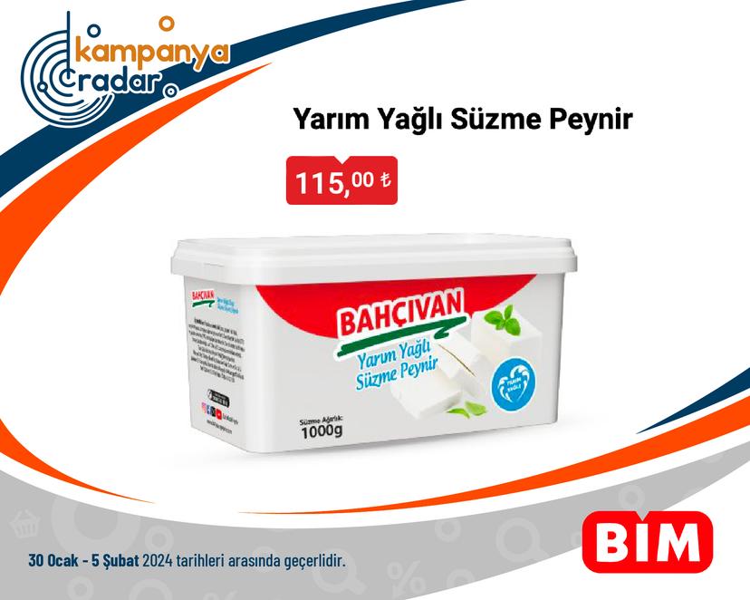 Bim Aktüel Yarım Yağlı Süzme Peynir