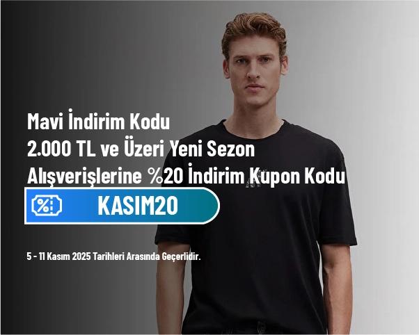 Mavi İndirim Kodu 2.000 TL ve Üzeri̇ Yeni̇ Sezon Alışverişlerine %20 İndirim Kupon Kodu