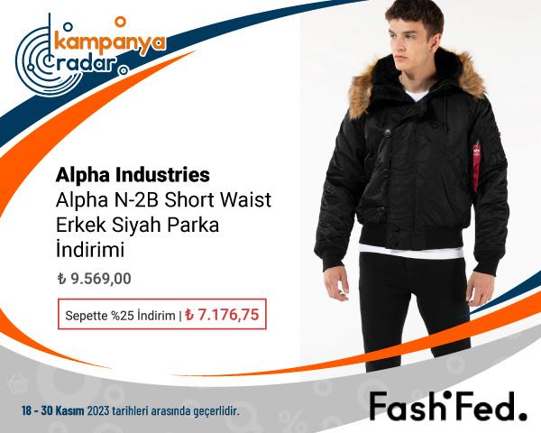 Fash fed Alpha N-2B Short Waist Erkek Siyah Parka İndirimi