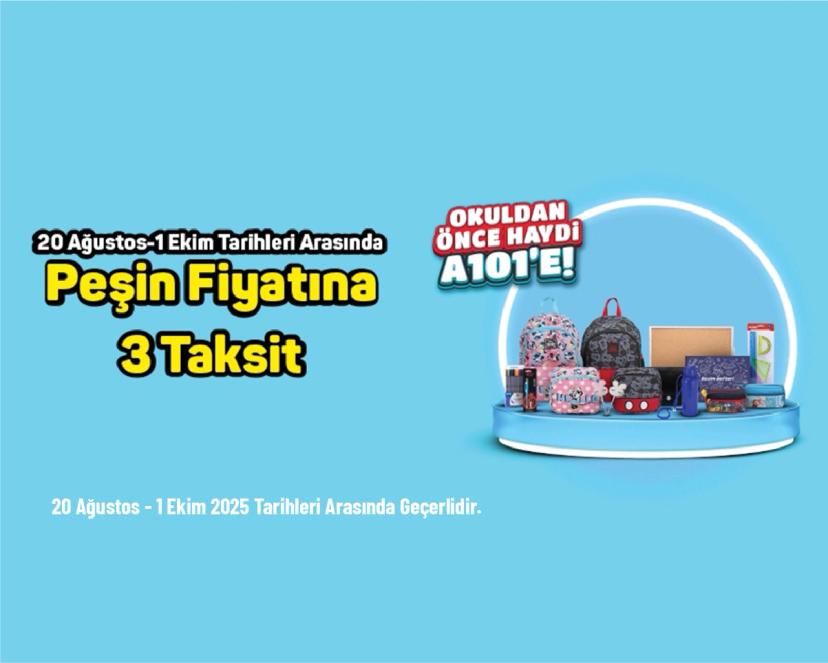 A101 Kampanyası - Kırtasiye Ürünlerinde 3 Taksit Fırsatı