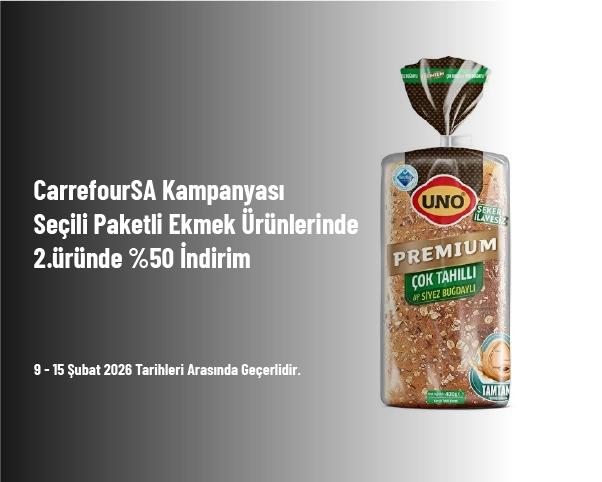 CarrefourSA Kampanyası - Seçili Paketli Ekmek Ürünlerinde 2.üründe %50 İndirim