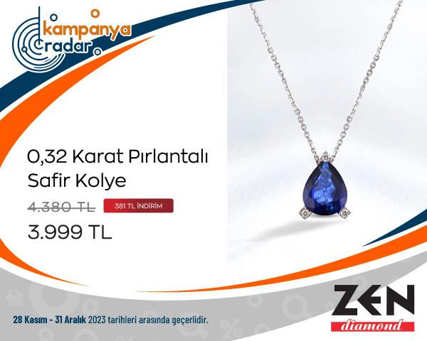 Zen Pırlanta 0,32 Karat Pırlantalı Safir Kolye İndirimi