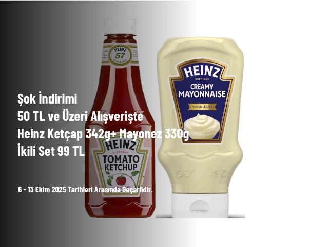 Şok İndirimi - 50 TL ve Üzeri Alışverişte Heinz Ketçap 342g+ Mayonez 330g İkili Set 99 TL